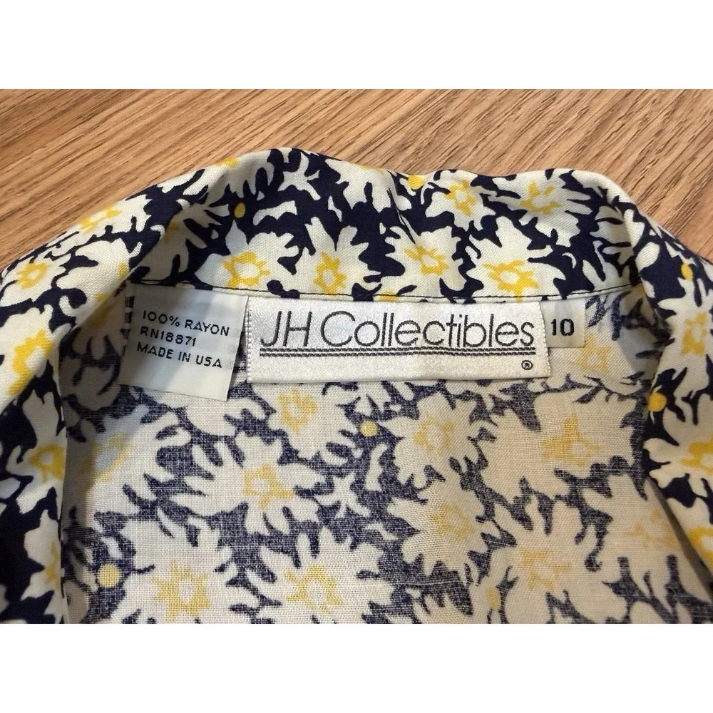 VTG 80s 90s JH Collectibles 10 Navy Blue Yellow White Floral Skirt Set Union Tag